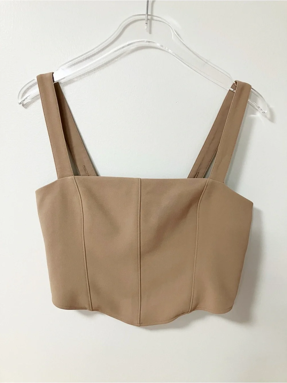 Abercrombie & Fitch | Tan Sculpture Corset Tank Top L Chic Minimalist Neutral